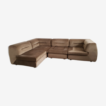 Vintage brown velvet sofa