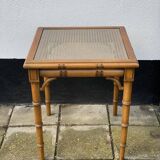 Faux Bamboo and Glass Side Table