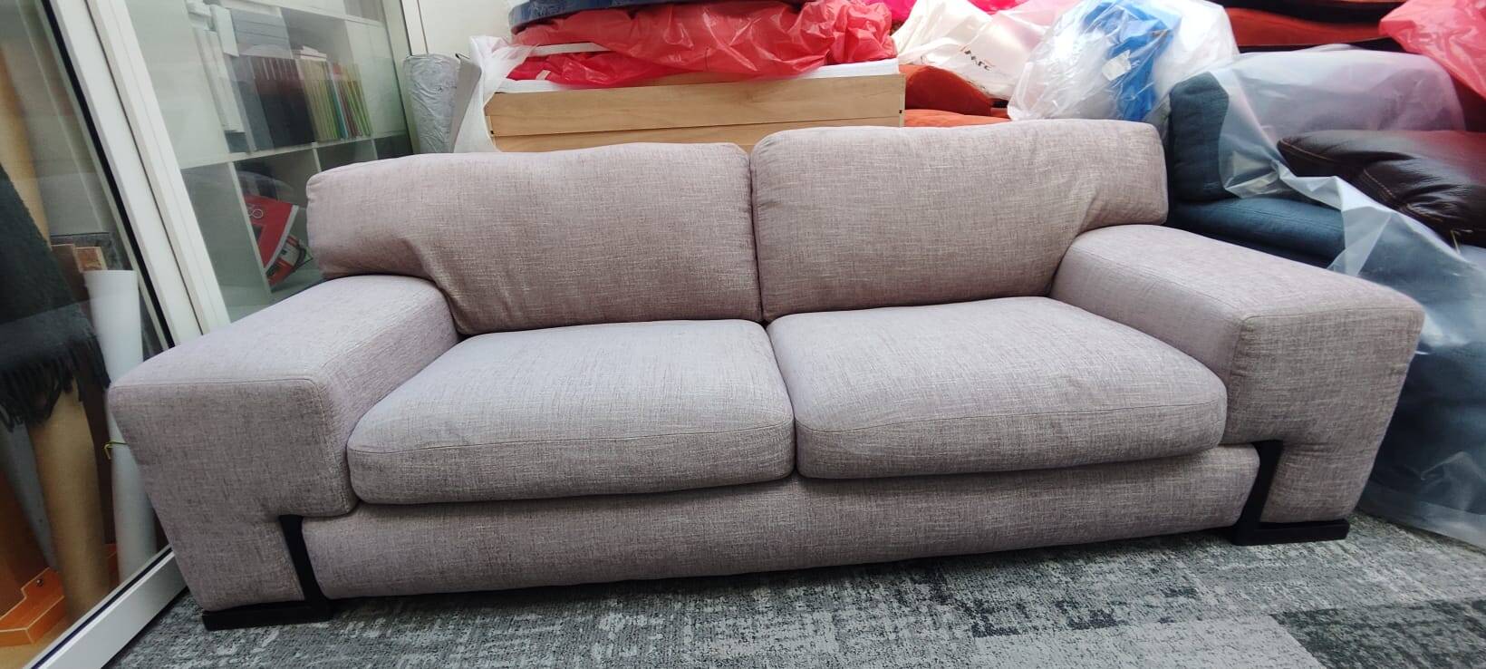 Beige 3-seater sofa, fully renovated.