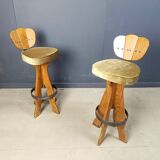 Set of 4 vintage brutalist bar stools, 1960s