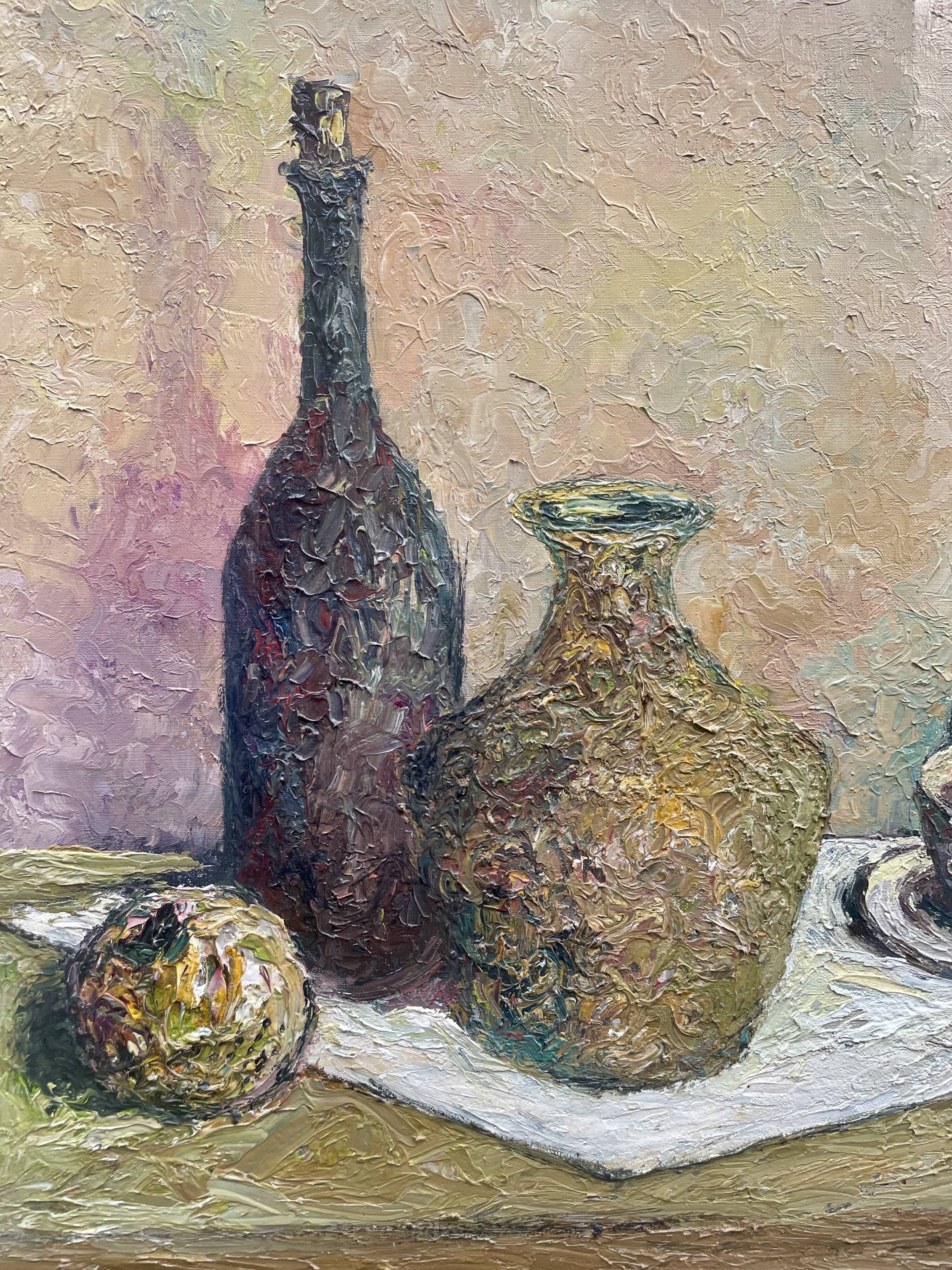 Peinture à l’huile signée Milieu du siècle
