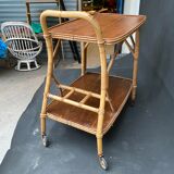 Rattan bar rolling table