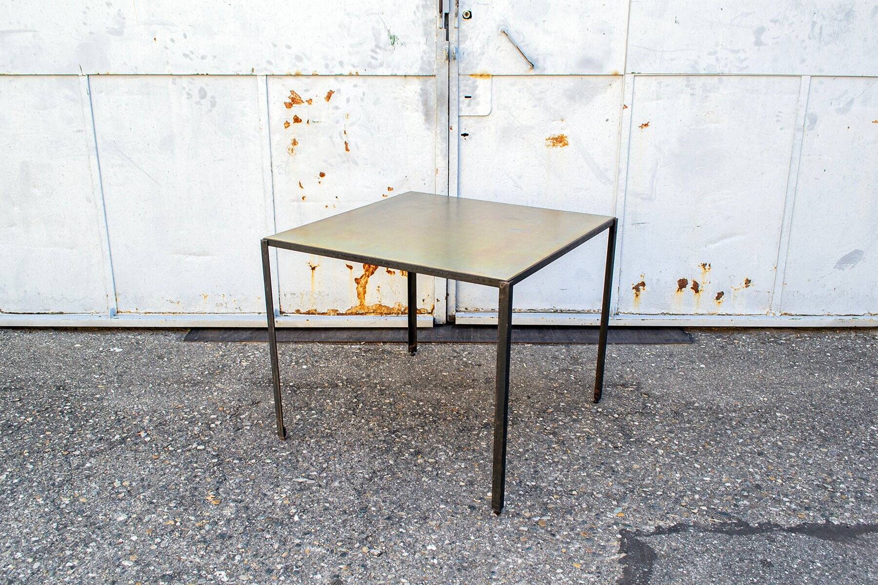 Iron and galvanized sheet metal table by Toni Cordero, 1980s