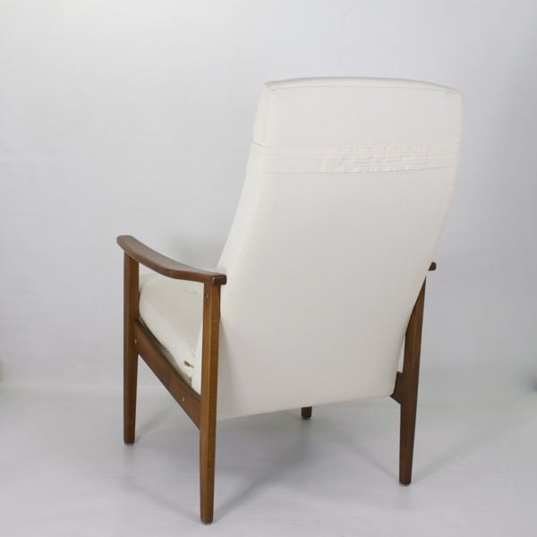 Scandinavian high-back armchair from the 1960s, adjustable headrest, restored
