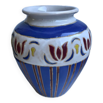 Vintage painted and signed ceramic vase
