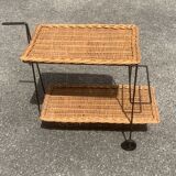 Modernist rattan serving trolley