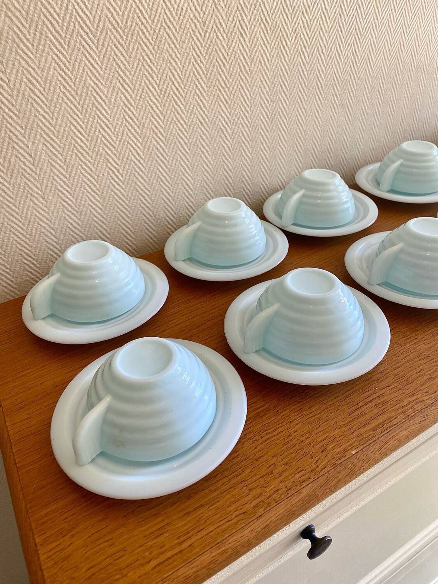 Art Deco coffee service in blue opaline