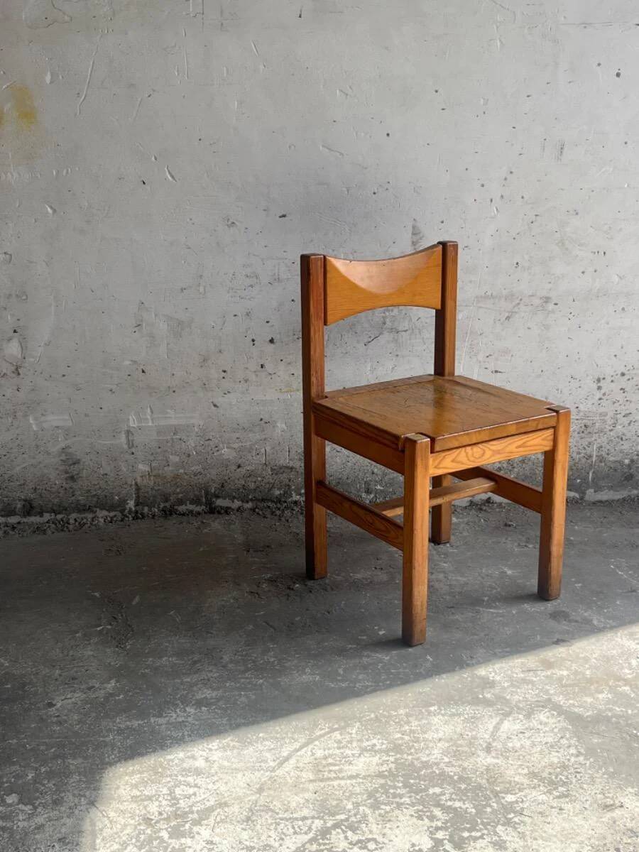 Set of 6 vintage pine dining chairs by Ilmari Tapiovaara — honey-brown solid wood, 1960s