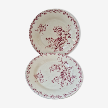 Set of 2 plates Pink Thistles of Gien