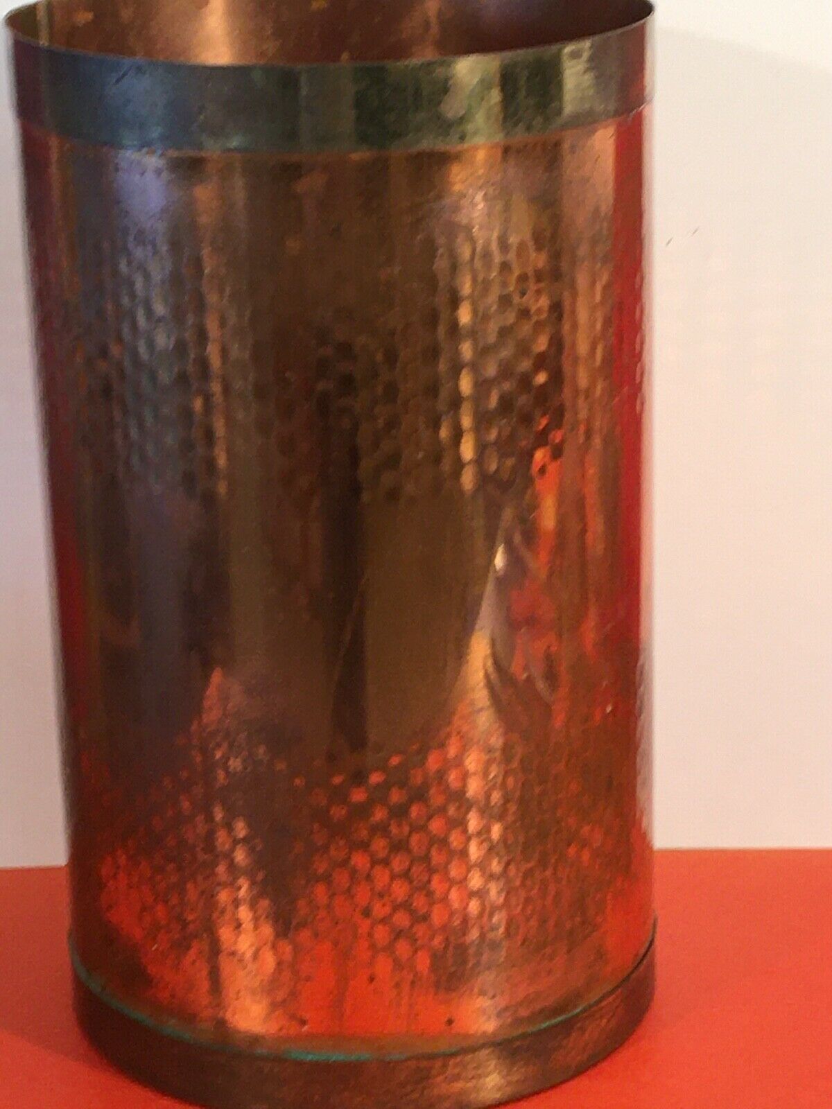 Old copper and brass pot umbrella or deco holder