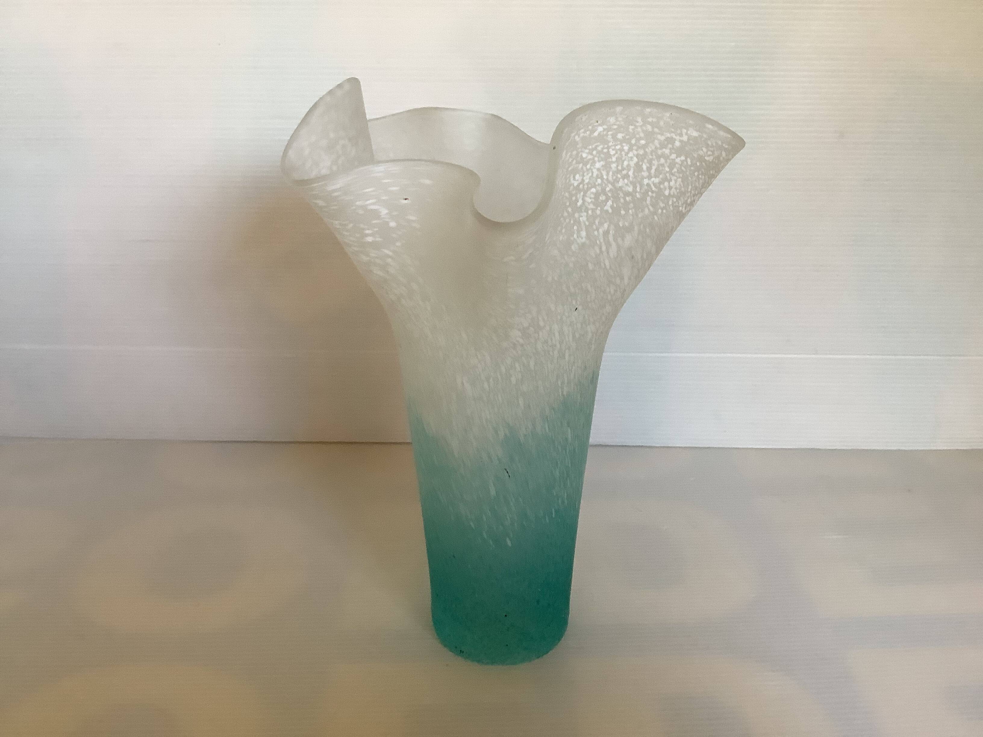 Two-tone glass paste handkerchief vase