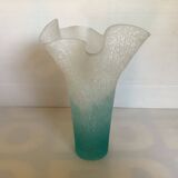 Vase mouchoir pâte de verre bicolore
