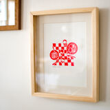 Spaghetti e ravioli, linogravure originale 18 x 24 cm