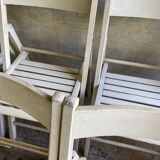 Extra folding chair / garden chair / vintage white lacquered solid wood office chair