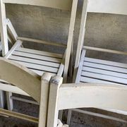 Extra folding chair / garden chair / vintage white lacquered solid wood office chair