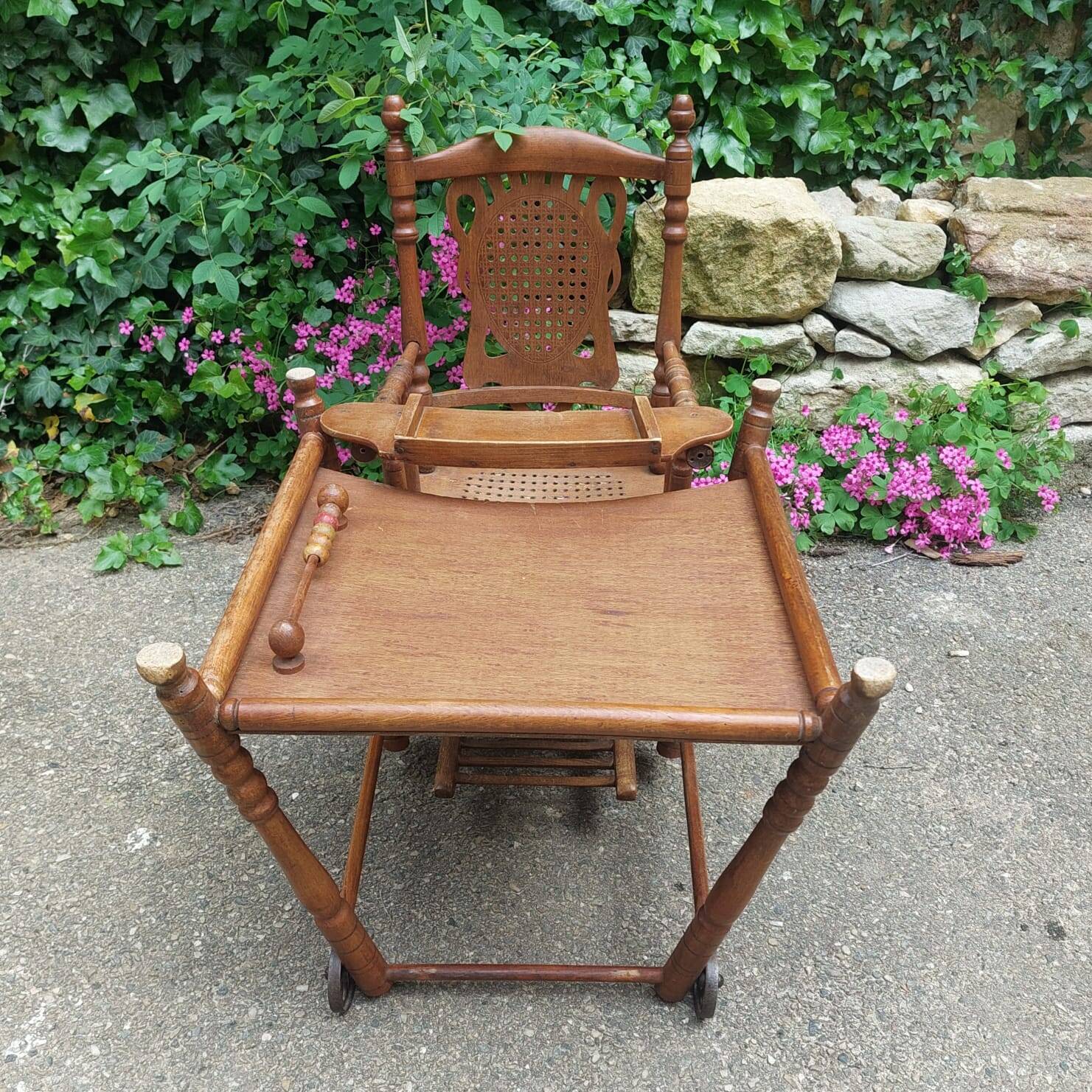 Antique high chair for baby and child
