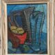 Original Swedish Oil on Panel - 'Still Life with Jugs and Fruits' by Stig Thiderman - Signed - Vintage - Framed