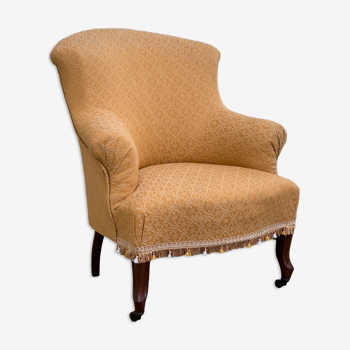 Fauteuil crapaud style Napoléon III frange pompons