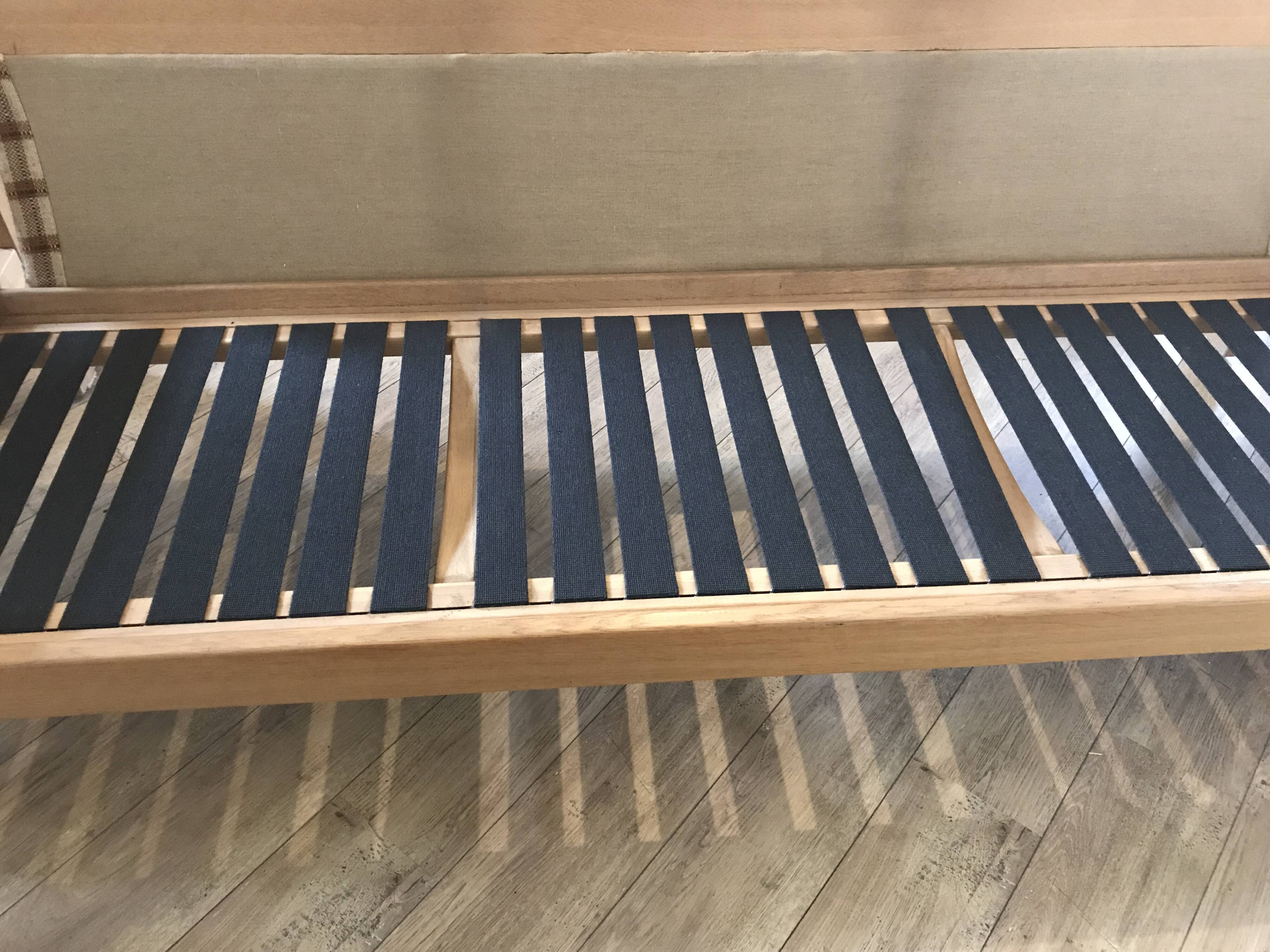 Vintage brutalist sofa in solid oak circa 1980