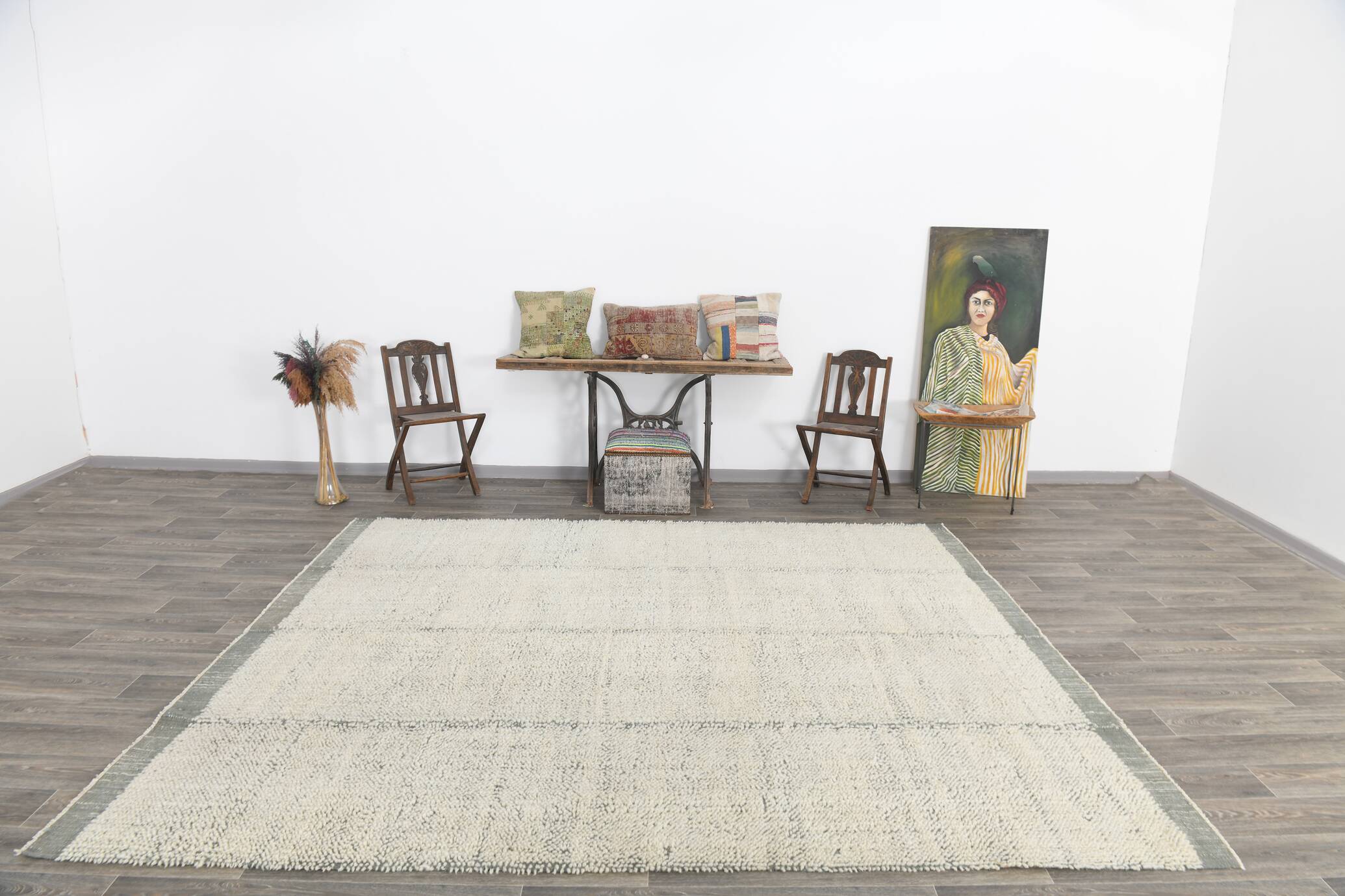 8x10 Handmade Wool Ash Green Modern Turkish Rug, 261x309Cm SK 34930