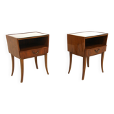 Set of 2 mahogany bedside tables, Swedish Modern, Sweden, 1940.