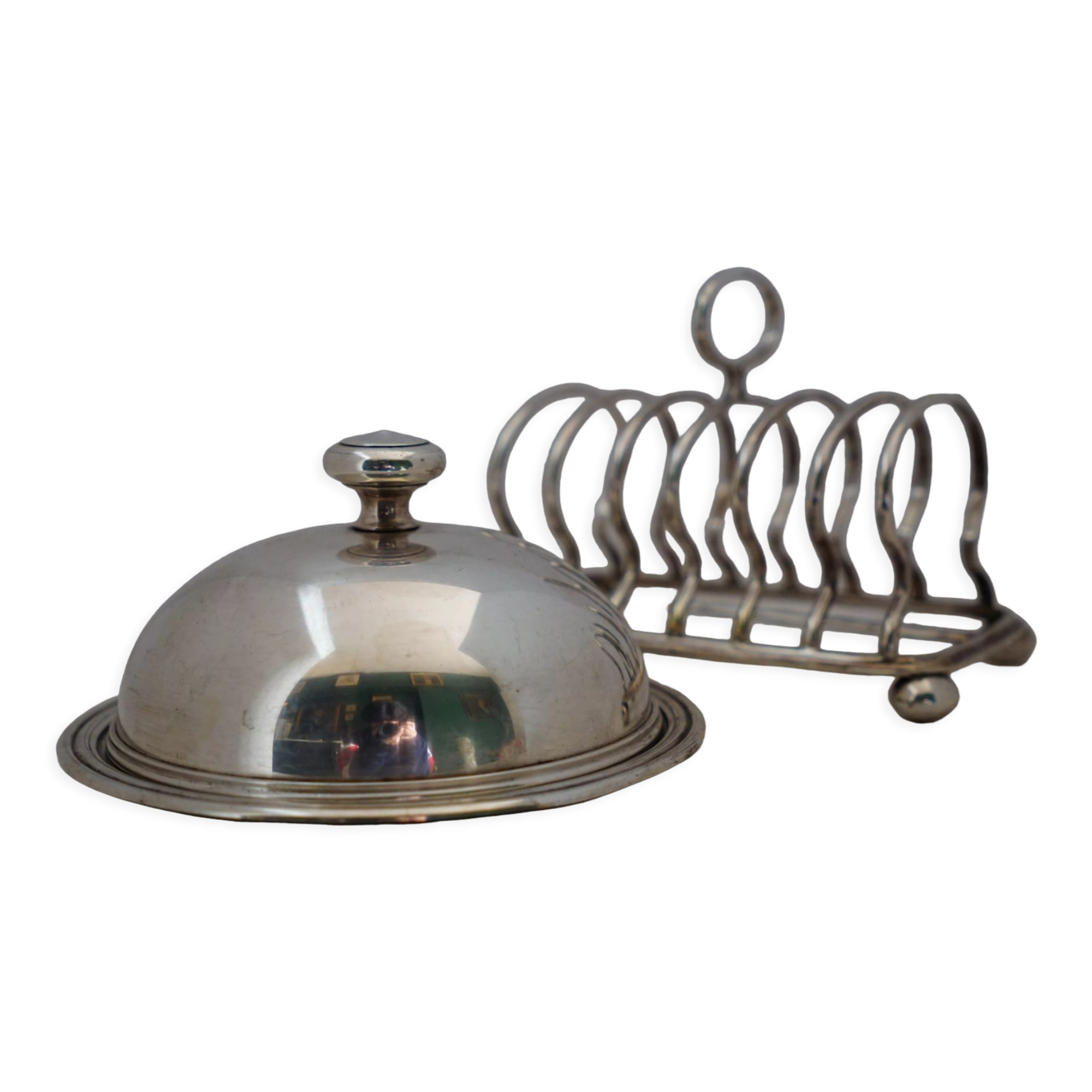 Butter dish and toaster English silverware