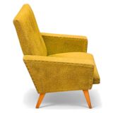 Vintage 60s armchair in cumin yellow terry fabric