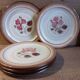 5 assiettes à dessert grès brun marron et rose, Niderviller modèle Sandra, vintage