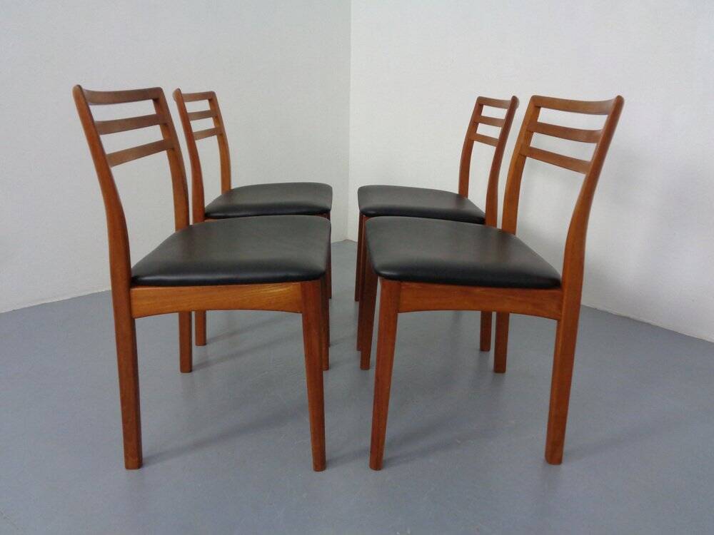 Danish Teak Dining Chairs, 1960s, Set of 4