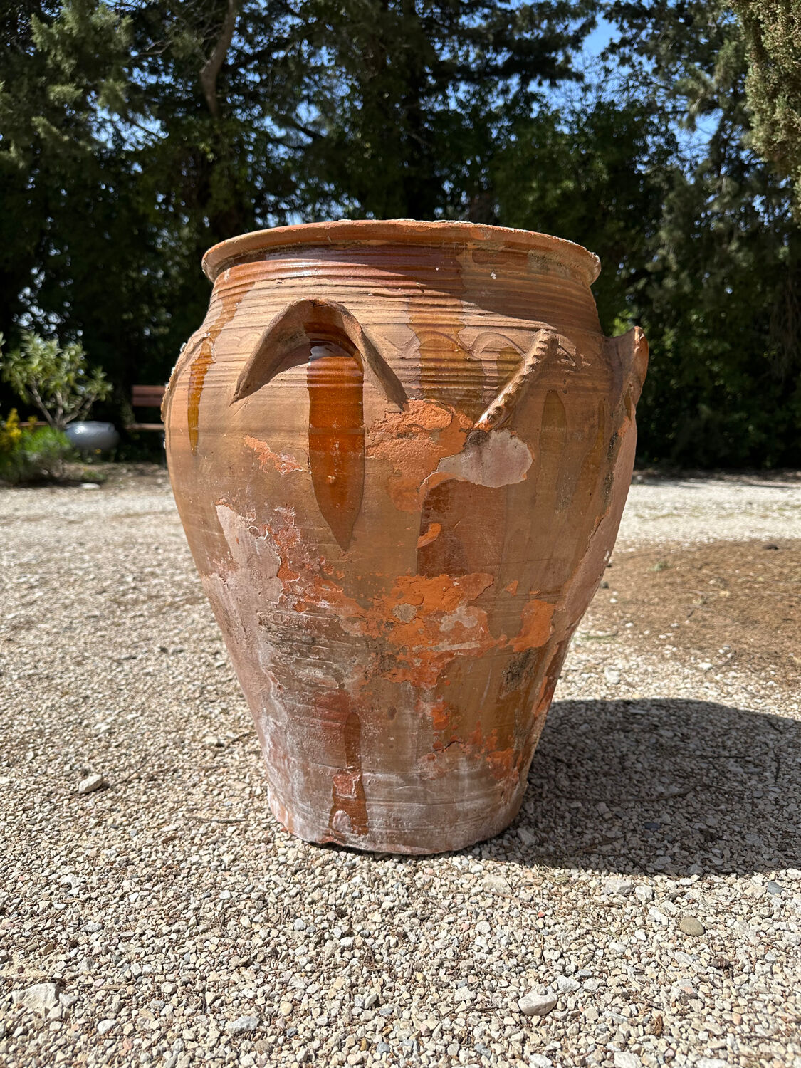 Ancient terracotta pottery jar