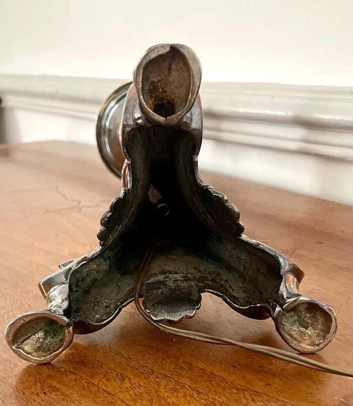 Pair of Louis XIV style table lamp from the 19th century in silver metal