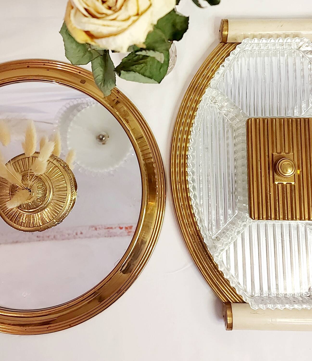 Vintage oval mirror tray