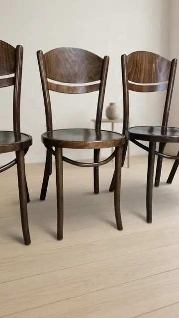 Set of 4 TON wooden dining chairs, 20th century, Czechoslovak, 90 × 46 cm