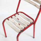 Set of 4 vintage chairs in iron and wood, France 1950