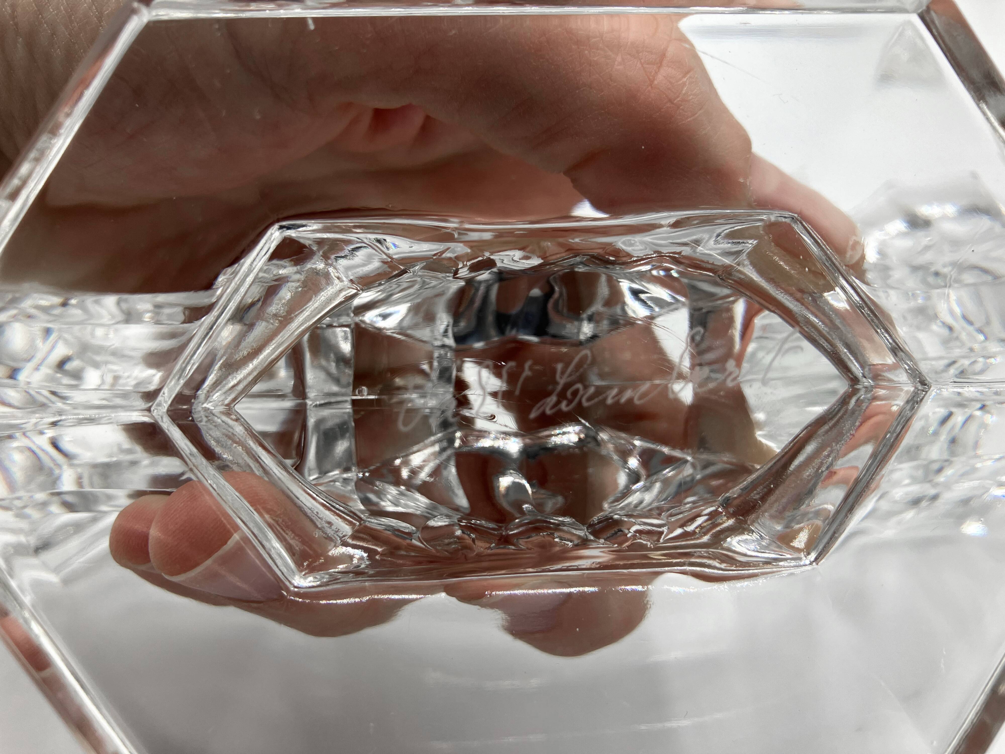 Set of 2 double-light crystal candlesticks • Val Saint-Lambert crystal factory • 1953 • Belgium