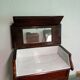 Ancienne commode lavabo en ronce de noyer et marbre blanc – XIXe siècl