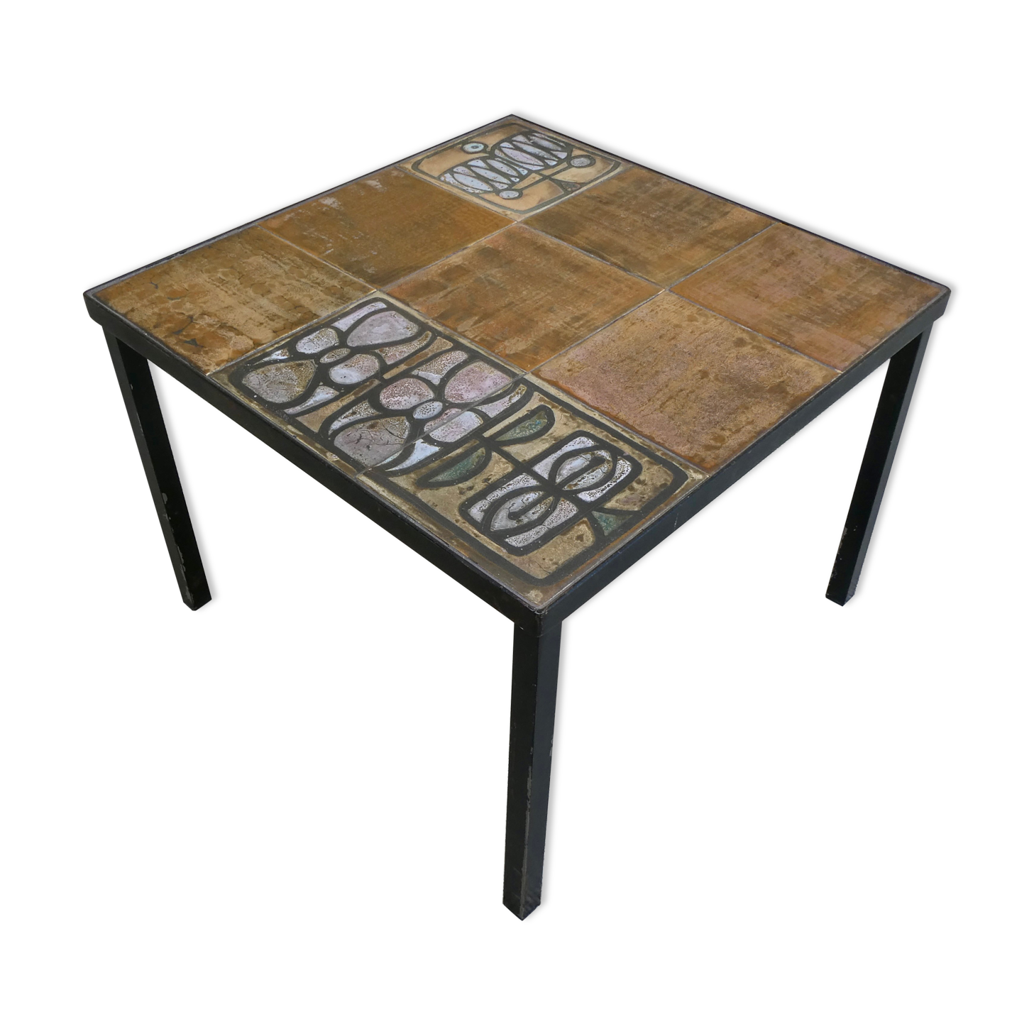 Coffee table, piece of ceramic sofa by Gregorieff for Roche Bobois, 60s