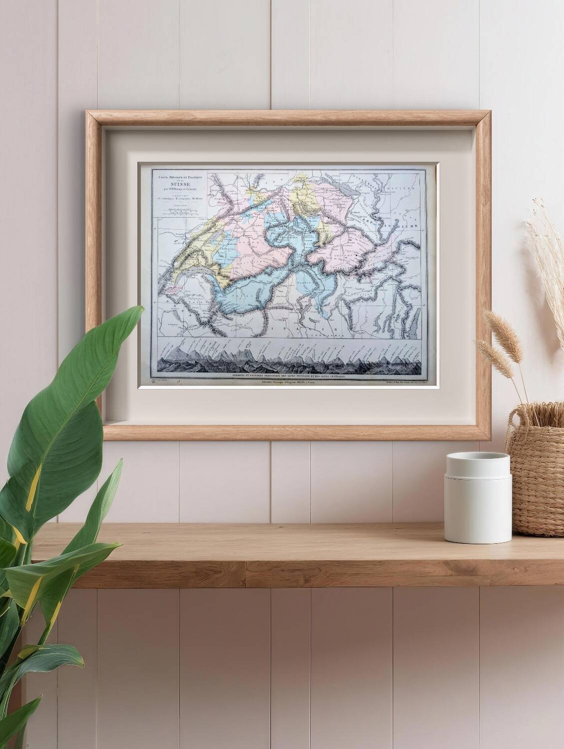 Switzerland, original map printed in 1879.