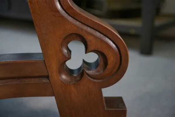 Rustic oak table with ceramic inlays by a student of Joseph Savina 1950s