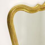 Curved wall mirror in gilded wood Chelini Firenze, mid-century, Italy, 1950s.