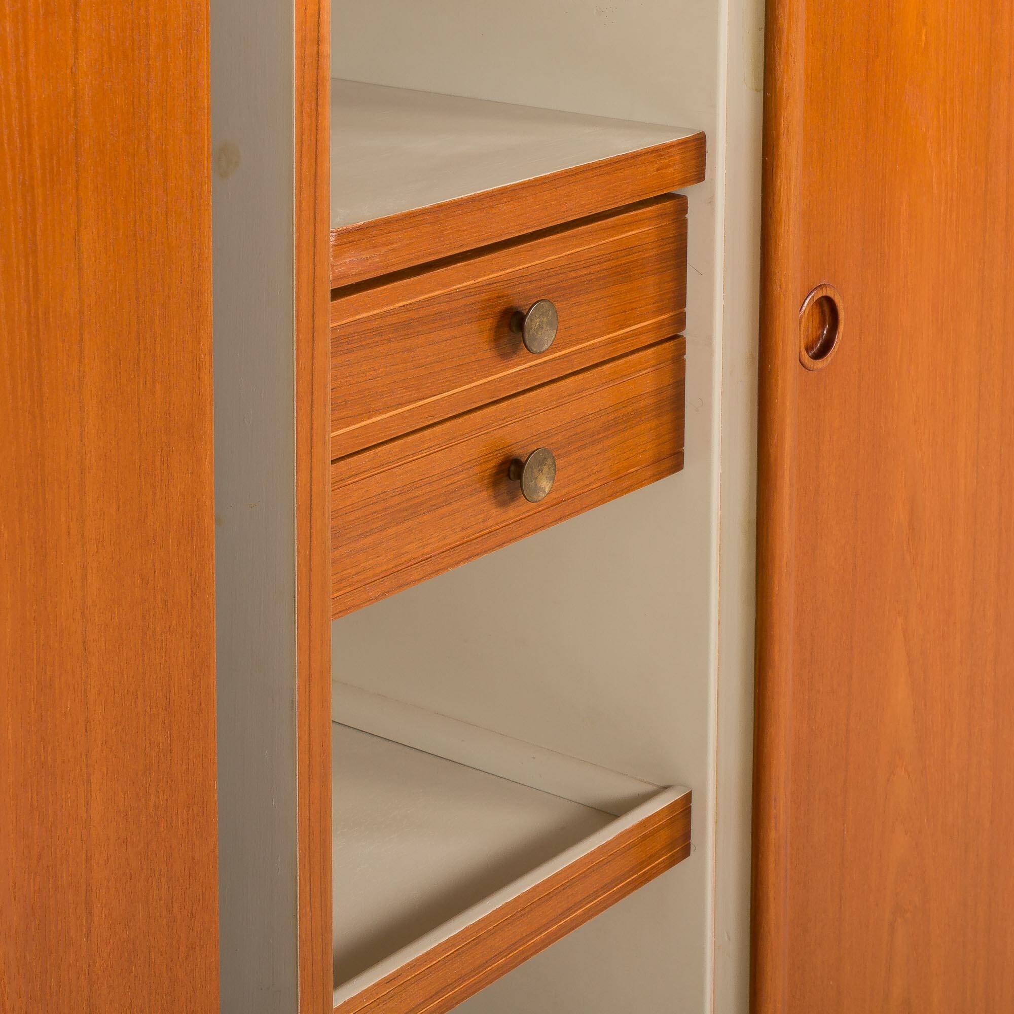 Omann Jun Extra large mid century teak wardrobe, Denmark, 1970s