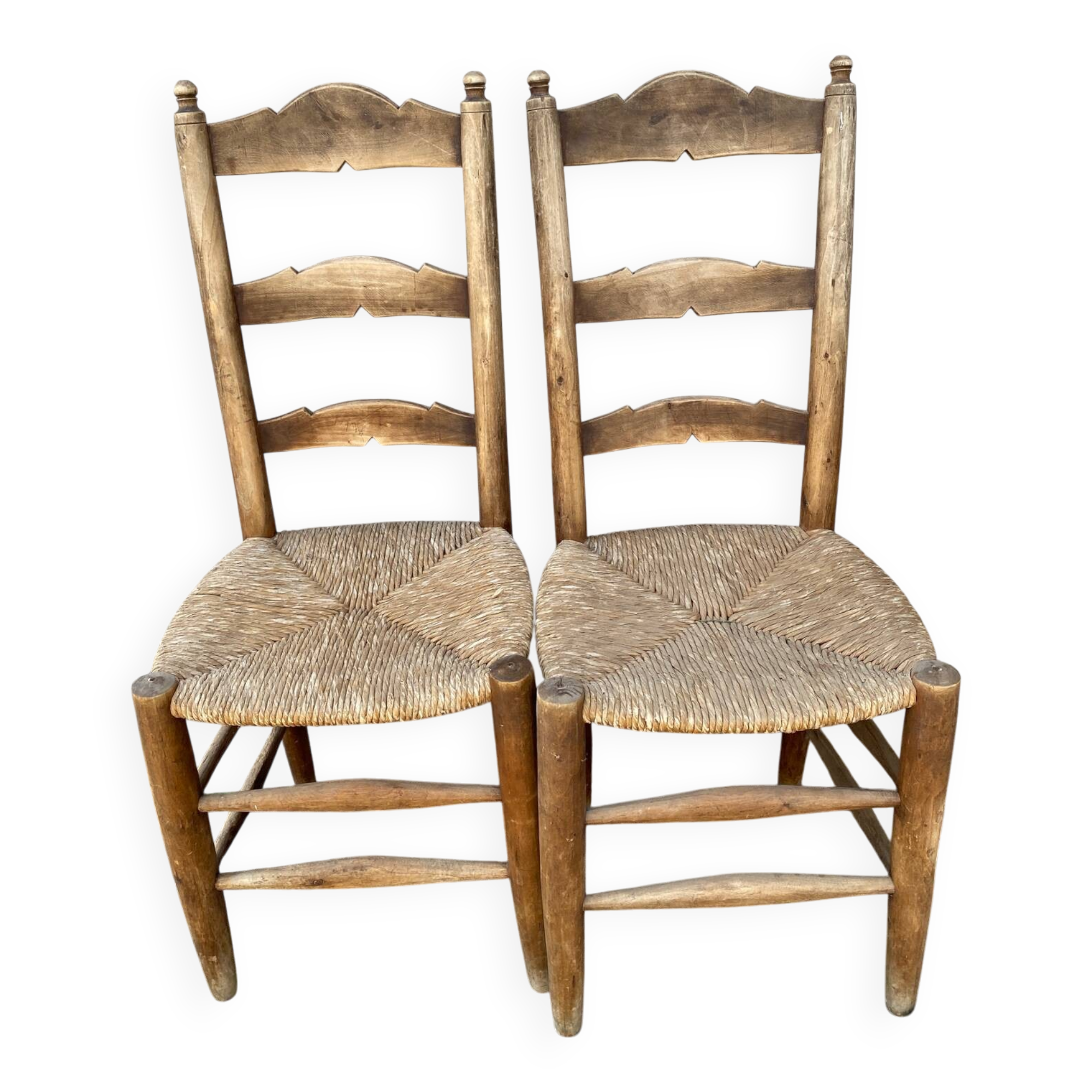 Two country straw chairs