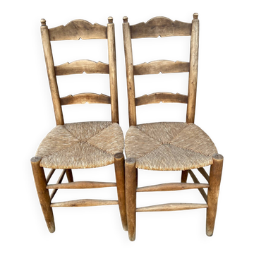 Two country straw chairs