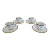 Service café porcelaine Bernardaud Limoges modèle dauphin- B & Cie- 4 pers