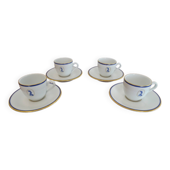 Bernardaud Limoges porcelain coffee service dolphin model - B & Cie - 4 people