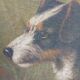 Ancient oil on canvas portrait of a Fox Terrier dog signed – Painting an