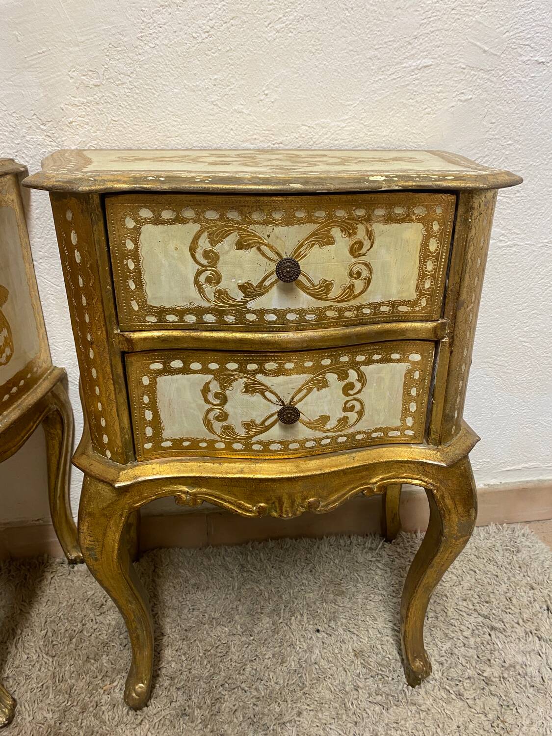 Pair of Italian Florentine bedside tables