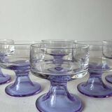 Set of 6 purple footed champagne glasses