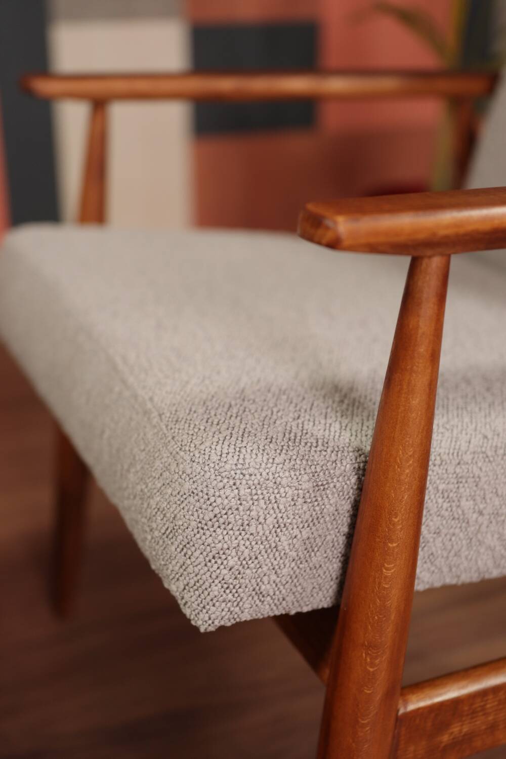 Armchair and ottoman in boucle fabric by H. Lis