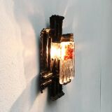 Vintage Italian brutalist wrought iron wall lamp by Albano Poli for Poliarte, set of 4.